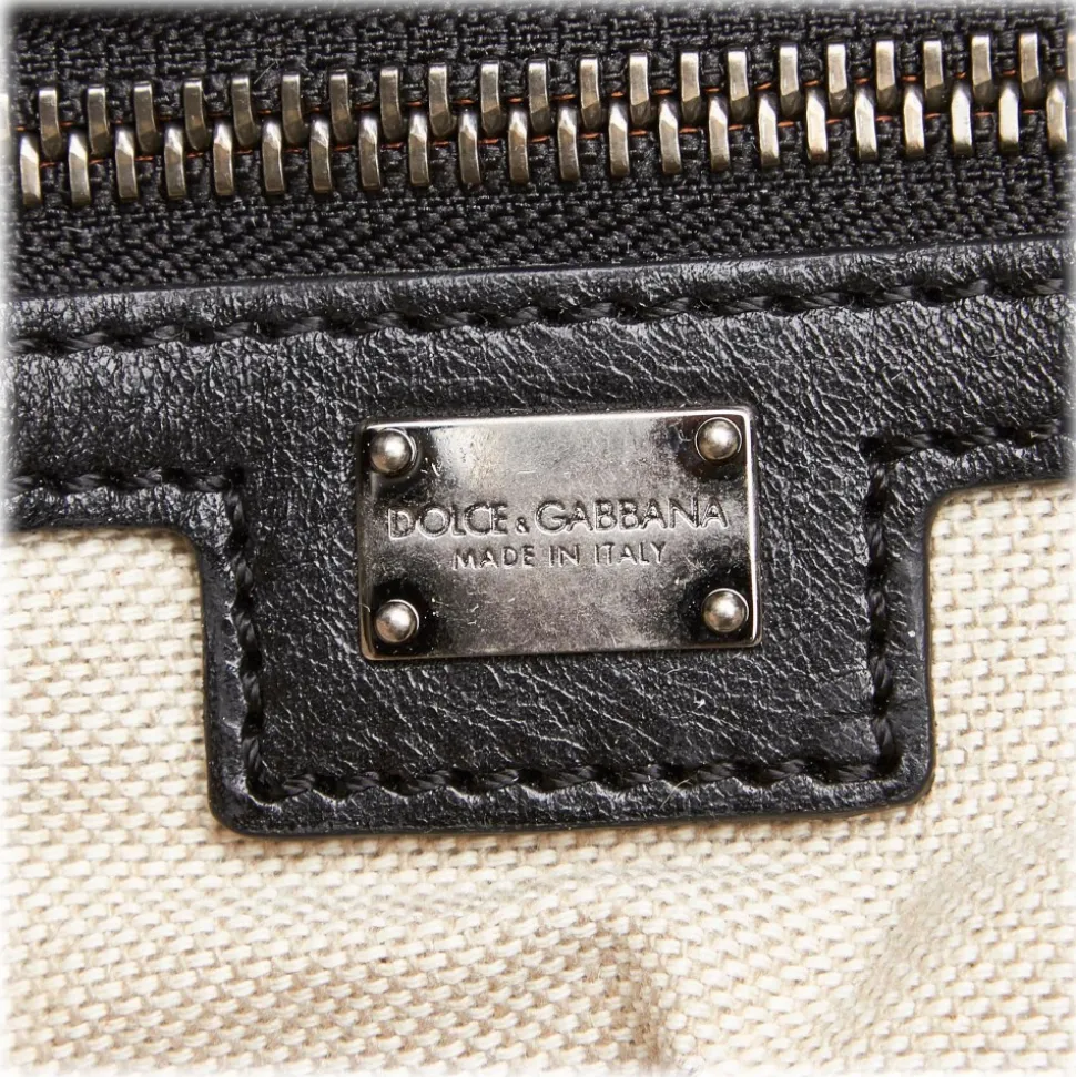 Dolce & Gabbana Vintage - Printed Canvas Satchel Bag - Black Multi - Leather and Canvas Handbag - Luxury High Quality - Avvenice