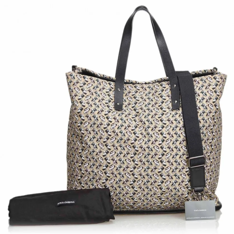 Dolce & Gabbana Vintage - Printed Canvas Satchel Bag - Black Multi - Leather and Canvas Handbag - Luxury High Quality - Avvenice