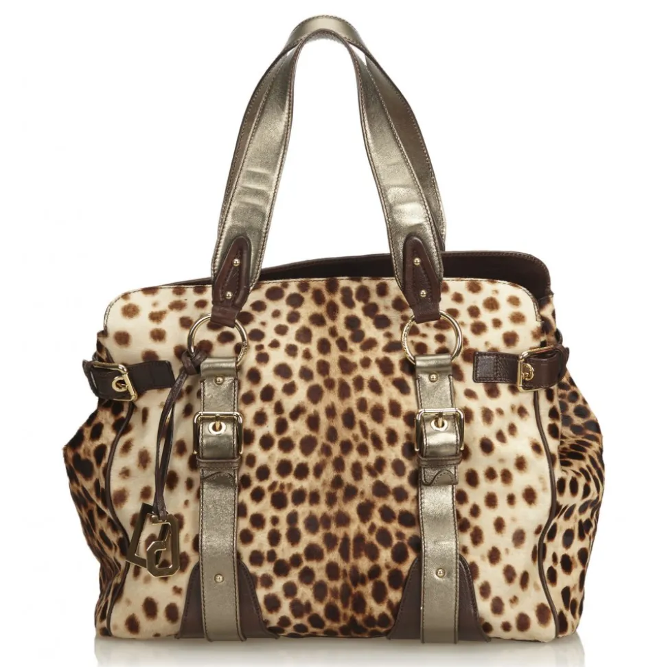 Dolce & Gabbana Vintage - Leopard Printed Ponyhair Tote Bag - Brown Beige - Leather Handbag - Luxury High Quality - Avvenice