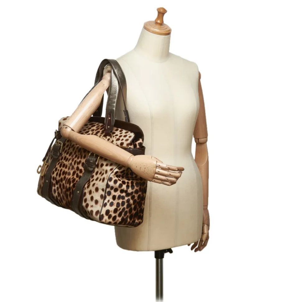 Dolce & Gabbana Vintage - Leopard Printed Ponyhair Tote Bag - Brown Beige - Leather Handbag - Luxury High Quality - Avvenice