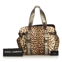 Dolce & Gabbana Vintage - Leopard Printed Ponyhair Tote Bag - Brown Beige - Leather Handbag - Luxury High Quality - Avvenice