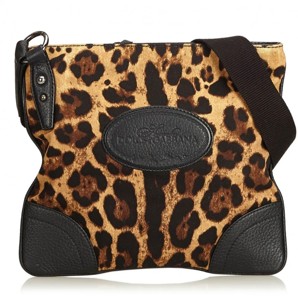 Dolce & Gabbana Vintage - Leopard Printed Cotton Crossbody Bag - Brown - Leather Handbag - Luxury High Quality - Avvenice