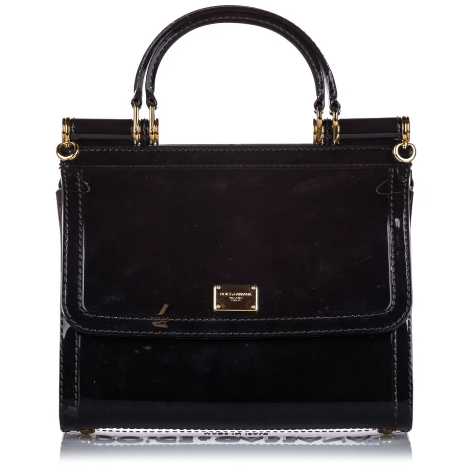 Dolce & Gabbana Vintage - Mini Sicily Satchel Bag - Black - PVC Handbag - Luxury High Quality - Avvenice