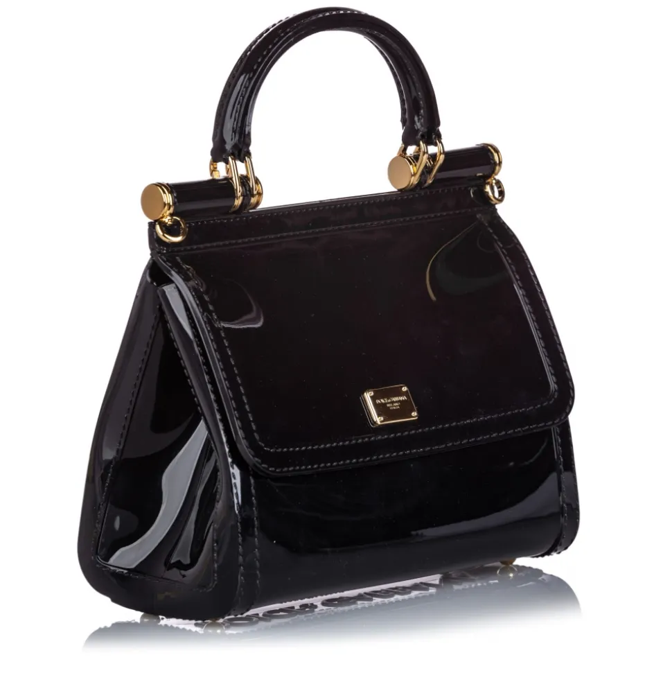 Dolce & Gabbana Vintage - Mini Sicily Satchel Bag - Black - PVC Handbag - Luxury High Quality - Avvenice