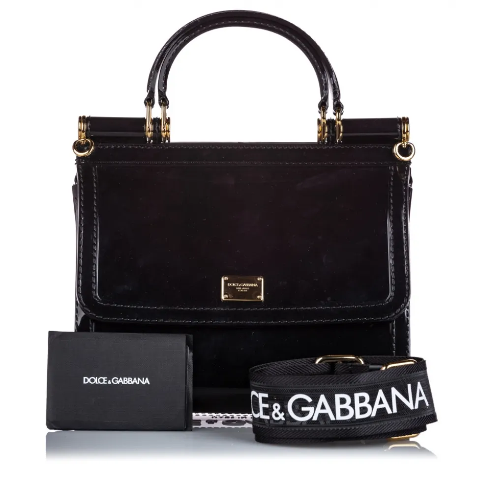 Dolce & Gabbana Vintage - Mini Sicily Satchel Bag - Black - PVC Handbag - Luxury High Quality - Avvenice