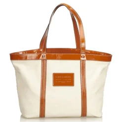 Dolce & Gabbana Vintage - Canvas Tote Bag - White Orange - Leather and Canvas Handbag - Luxury High Quality - Avvenice