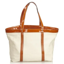 Dolce & Gabbana Vintage - Canvas Tote Bag - White Orange - Leather and Canvas Handbag - Luxury High Quality - Avvenice