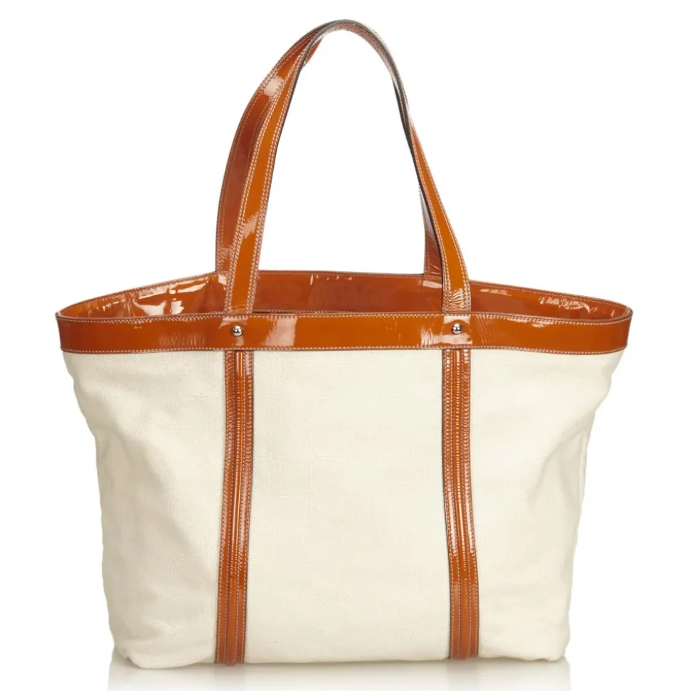 Dolce & Gabbana Vintage - Canvas Tote Bag - White Orange - Leather and Canvas Handbag - Luxury High Quality - Avvenice