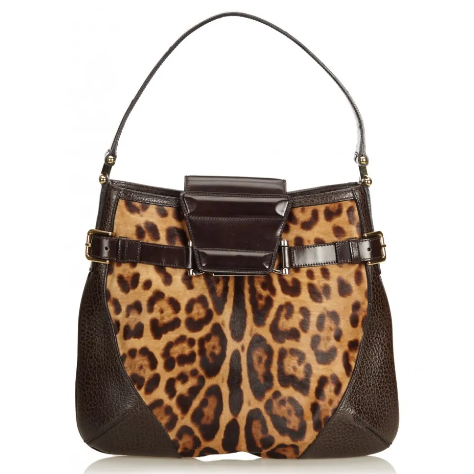 Dolce & Gabbana Vintage - Leopard Printed Pony Hair Hobo Bag - Brown - Leather Handbag - Luxury High Quality - Avvenice