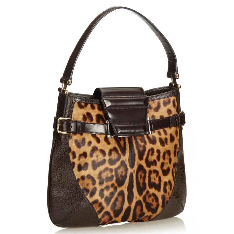 Dolce & Gabbana Vintage - Leopard Printed Pony Hair Hobo Bag - Brown - Leather Handbag - Luxury High Quality - Avvenice