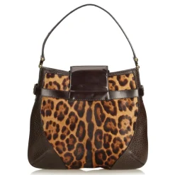 Dolce & Gabbana Vintage - Leopard Printed Pony Hair Hobo Bag - Brown - Leather Handbag - Luxury High Quality - Avvenice