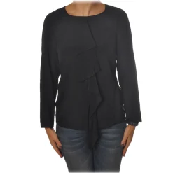 Dondup - Blouse with Rouches - Black - Top - Luxury Exclusive Collection - Avvenice