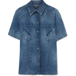 Dondup - Cotton Western Shirt - Blue - Shirt - Luxury Exclusive Collection - Avvenice