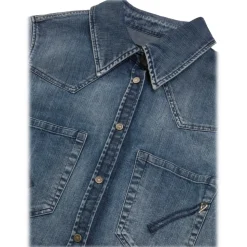 Dondup - Cotton Western Shirt - Blue - Shirt - Luxury Exclusive Collection - Avvenice