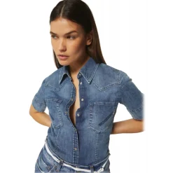 Dondup - Cotton Western Shirt - Blue - Shirt - Luxury Exclusive Collection - Avvenice