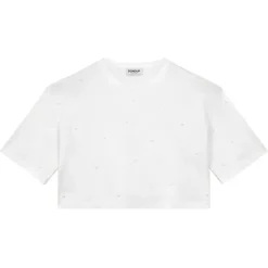 Dondup - Cropped T-shirt with Beaded Detail - White - T-shirt - Luxury Exclusive Collection - Avvenice