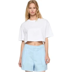 Dondup - Cropped T-shirt with Beaded Detail - White - T-shirt - Luxury Exclusive Collection - Avvenice