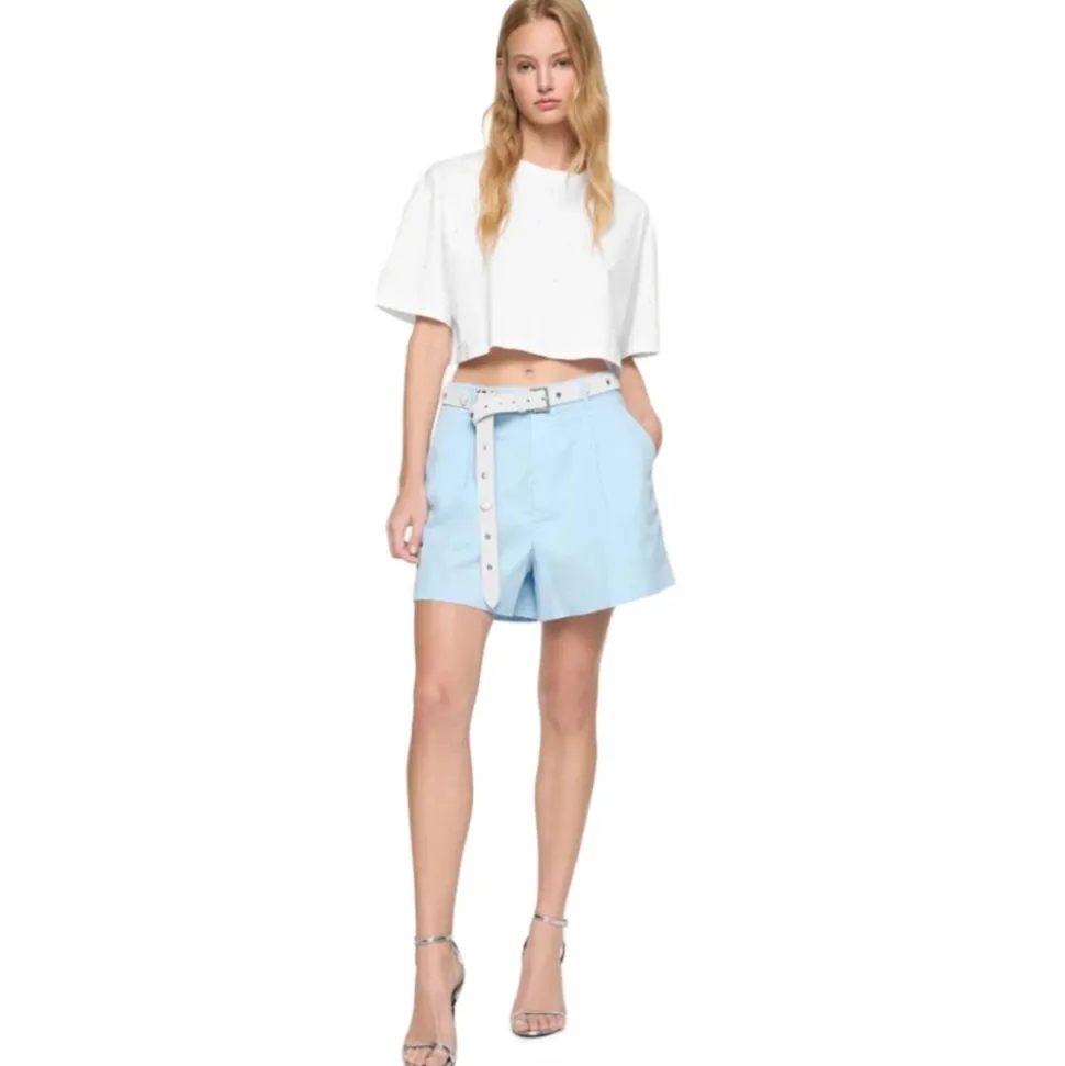 Dondup - Cropped T-shirt with Beaded Detail - White - T-shirt - Luxury Exclusive Collection - Avvenice