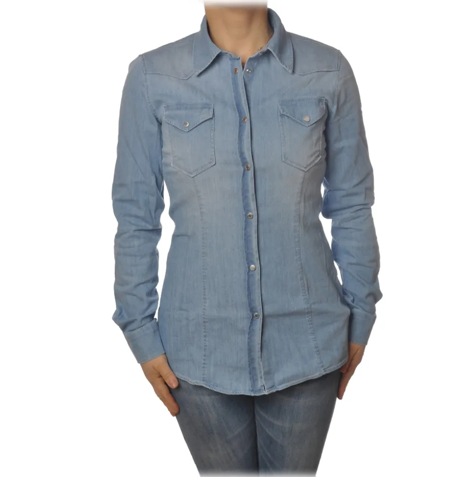 Dondup - Denim Shirt Western Model - Blue Jeans - Shirt - Luxury Exclusive Collection - Avvenice