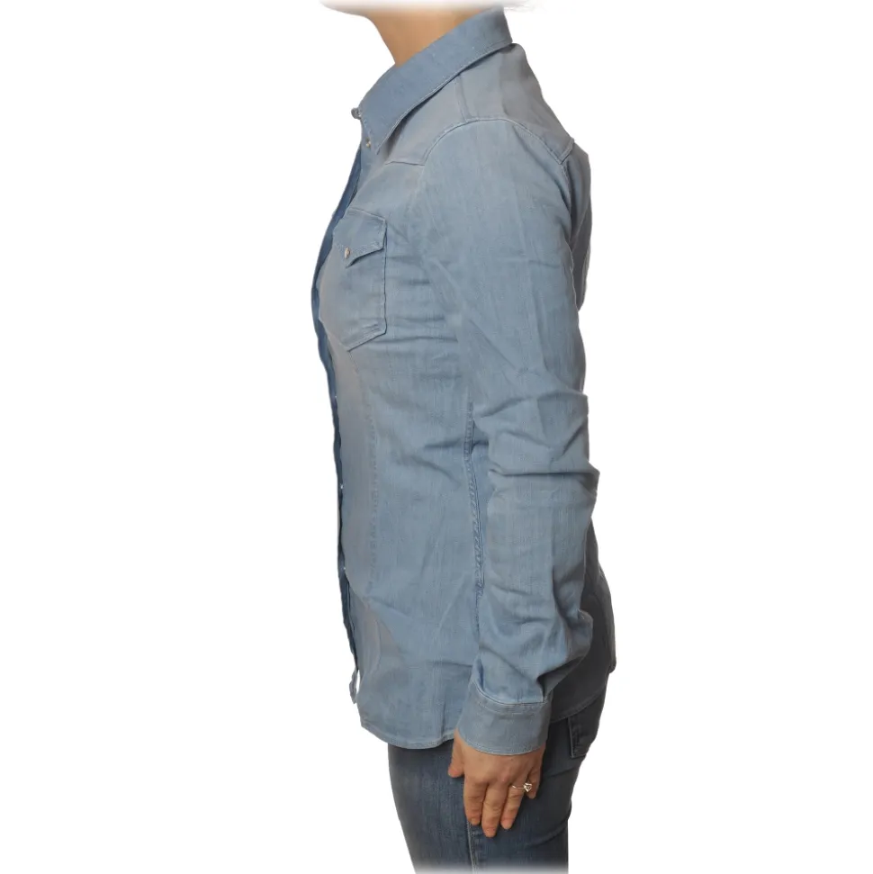 Dondup - Denim Shirt Western Model - Blue Jeans - Shirt - Luxury Exclusive Collection - Avvenice