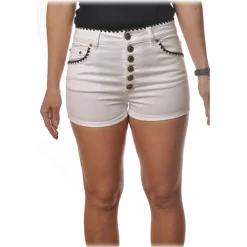 Dondup - Denim Shorts with Contrast Details - White - Trousers - Luxury Exclusive Collection - Avvenice