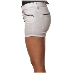 Dondup - Denim Shorts with Contrast Details - White - Trousers - Luxury Exclusive Collection - Avvenice