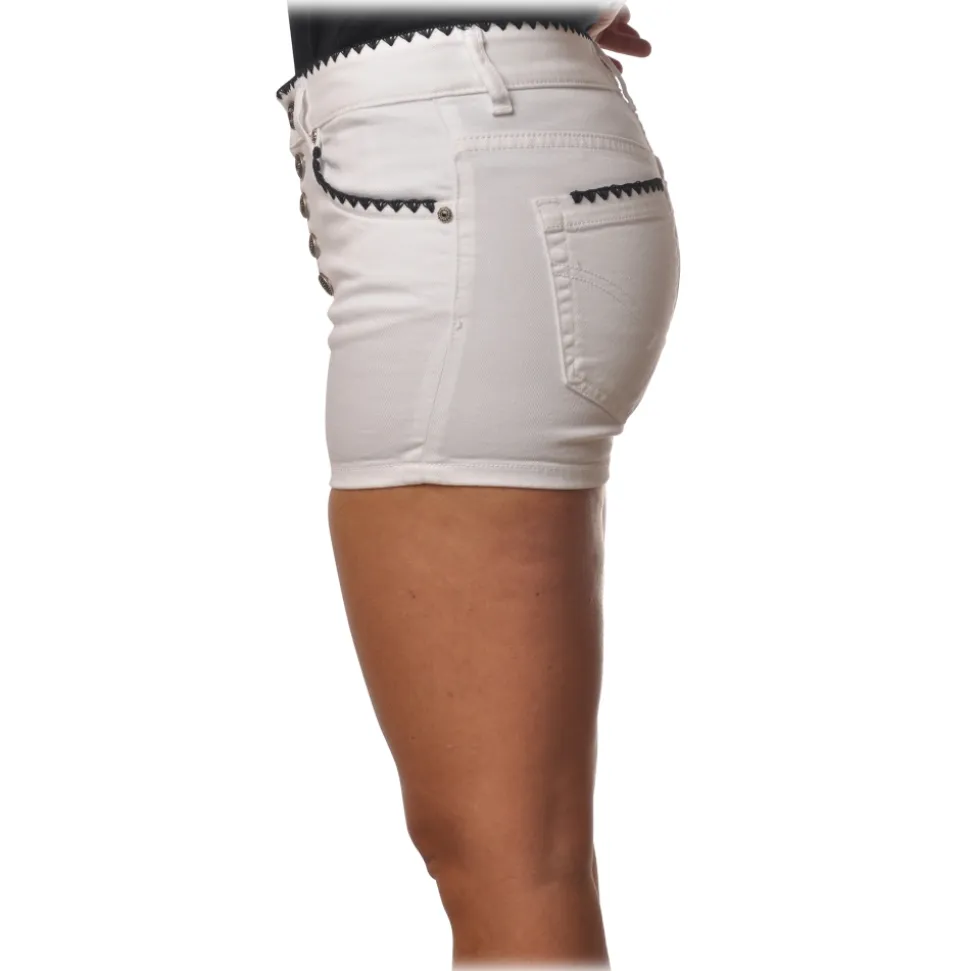 Dondup - Denim Shorts with Contrast Details - White - Trousers - Luxury Exclusive Collection - Avvenice