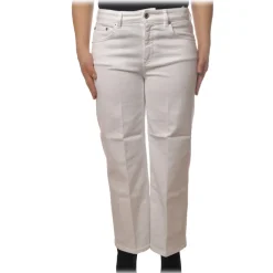 Dondup - Five Pockets Jeans Wide Leg - White - Trousers - Luxury Exclusive Collection - Avvenice