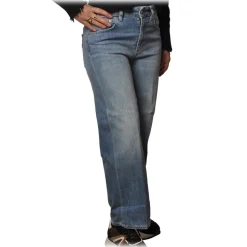 Dondup - High-Waisted Jeans Model Avenue - Blue Denim - Trousers - Luxury Exclusive Collection - Avvenice