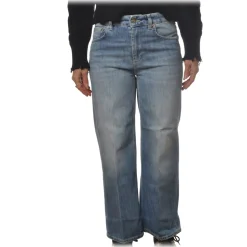 Dondup - High-Waisted Jeans Model Avenue - Blue Denim - Trousers - Luxury Exclusive Collection - Avvenice