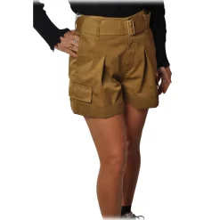 Dondup - High-Waisted Shorts with Finishing Belt - Beige - Trousers - Luxury Exclusive Collection - Avvenice