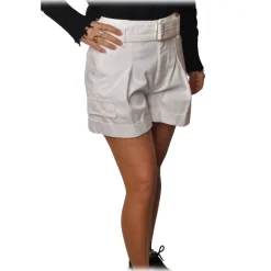 Dondup - High-Waisted Shorts with Finishing Belt - White - Trousers - Luxury Exclusive Collection - Avvenice