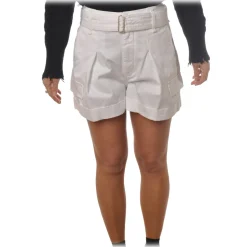 Dondup - High-Waisted Shorts with Finishing Belt - White - Trousers - Luxury Exclusive Collection - Avvenice