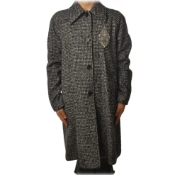 Dondup - Houndstooth Patterned Coat - Black/Grey - Jacket - Luxury Exclusive Collection - Avvenice