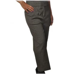 Dondup - Ivy Model Trousers Straight Leg - Black/Cream - Trousers - Luxury Exclusive Collection - Avvenice