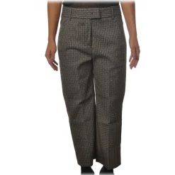 Dondup - Ivy Model Trousers Straight Leg - Black/Cream - Trousers - Luxury Exclusive Collection - Avvenice