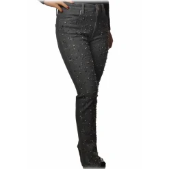 Dondup - Jeans with Bezels and Studs Applications - Grey - Trousers - Luxury Exclusive Collection - Avvenice