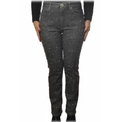 Dondup - Jeans with Bezels and Studs Applications - Grey - Trousers - Luxury Exclusive Collection - Avvenice