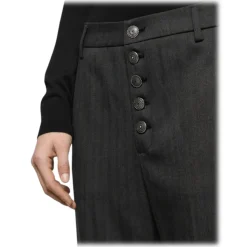 Dondup - Jewel Button Loose Trousers - Grey - Trousers - Luxury Exclusive Collection - Avvenice