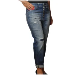 Dondup - Koons Trousers Made of Washed Canvas - Blue Denim - Trousers - Luxury Exclusive Collection - Avvenice