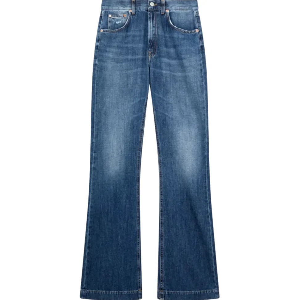 Dondup - Lightweight Washed Denim Canvas Flared Jeans - Blue - Trousers - Luxury Exclusive Collection - Avvenice