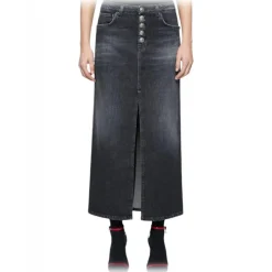 Dondup - Long Denim Skirt with Jewel Buttons - Black - Skirt - Luxury Exclusive Collection - Avvenice