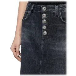 Dondup - Long Denim Skirt with Jewel Buttons - Black - Skirt - Luxury Exclusive Collection - Avvenice