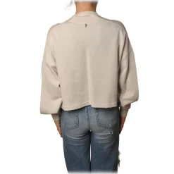 Dondup - Long-Sleeved Crewneck with Insert - Cream - Sweatshirt - Luxury Exclusive Collection - Avvenice