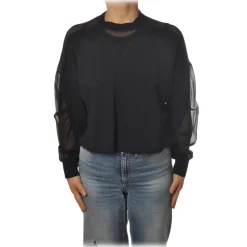 Dondup - Long-Sleeved Crewneck with Insert - Black - Sweatshirt - Luxury Exclusive Collection - Avvenice