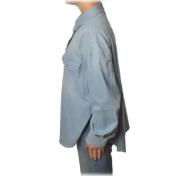 Dondup - Long-Sleeved Oversized Shirt in Denim - Denim Blue - Shirt - Luxury Exclusive Collection - Avvenice