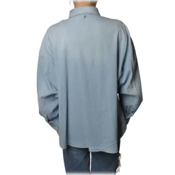 Dondup - Long-Sleeved Oversized Shirt in Denim - Denim Blue - Shirt - Luxury Exclusive Collection - Avvenice