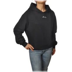 Dondup - Long-Sleeved Short Hoodie with Logo - Black - Sweatshirt - Luxury Exclusive Collection - Avvenice