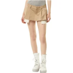 Dondup - Low Waist Short Short Skirt - Beige - Skirt - Luxury Exclusive Collection - Avvenice