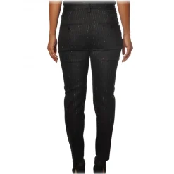 Dondup - Lurex Pinstripe Patterned Trousers - Black - Trousers - Luxury Exclusive Collection - Avvenice